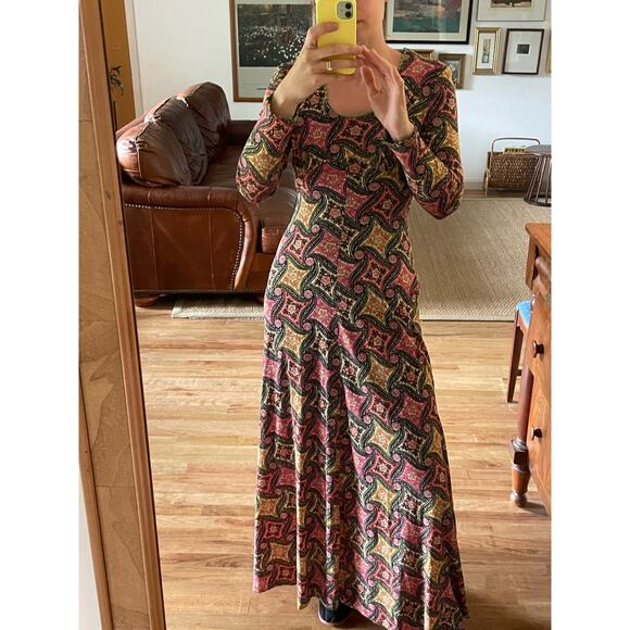 Vintage Dresses & Skirts - 70s Vintage Boho Long Sleeve Maxi Dress